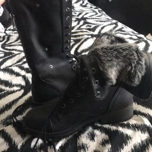 Black combat boot